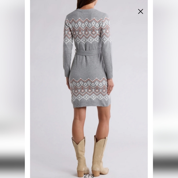 Lucky Brand Snowflake Geometric Cardigan Sweater Dress Women's Plus Size 2X NWT - Picture 2 of 12